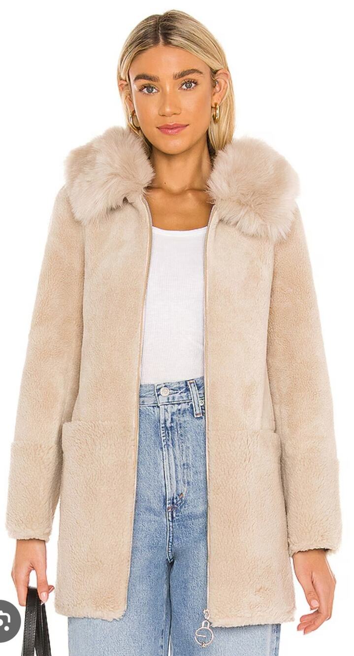 Bubish Molly Faux Fur Jacket in
Light Beige Size Medium